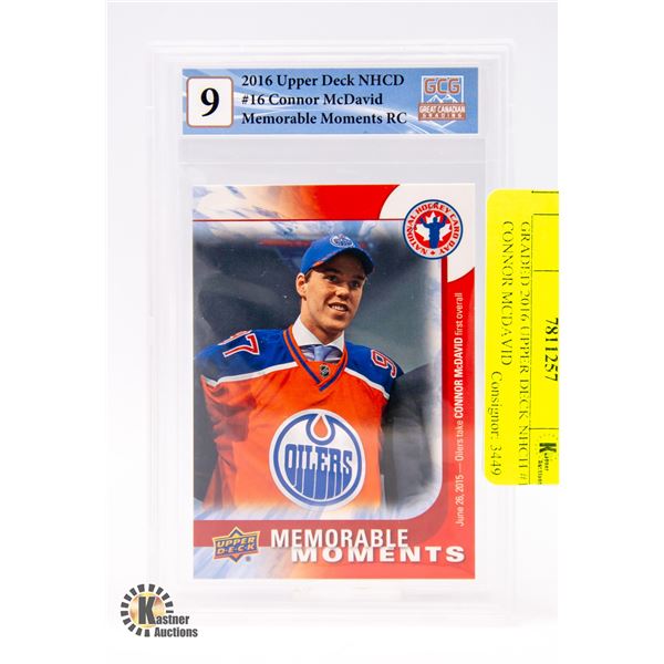 GRADED 2016 UPPER DECK NHCH #16 CONNOR MCDAVID