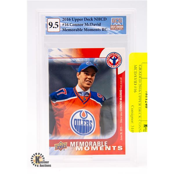 GRADED 2016 UPPER DECK CONNOR MCDAVID #16