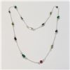 Image 1 : BZ1666-53 SILVER MULTI GEMSTONE 18" NECKLACE