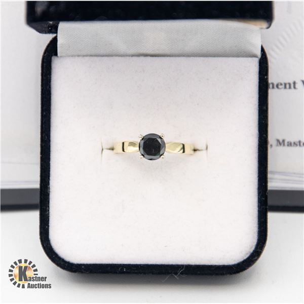 14KT GOLD 1CT BLACK DIAMOND RING SIZE 6.5