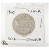 Image 1 : 1940 SILVER 50 CENT COIN