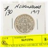 Image 1 : 1917 NFLD KING GEORGE SILVER QUARTER