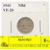 Image 1 : 1941 NFLD KING GEORGE SILVER TEN CENT