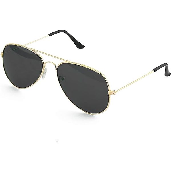 NEW SKELETEEN BLACK AND GOLD AVIATOR STYLE SUN