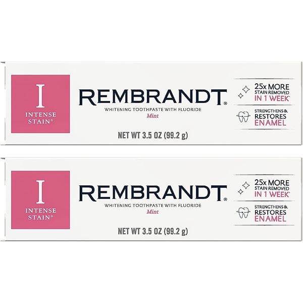 NEW 2 PACK OF REMBRANDT WHITENING TOOTHPASTE WITH