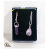 Image 1 : 2 NEW POLISHED AMETHYST GEMSTONE PENDANT NECKLACES