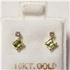 Image 1 : BZ1666-100 10K GOLD PERIDOT/DIAMOND EARRINGS