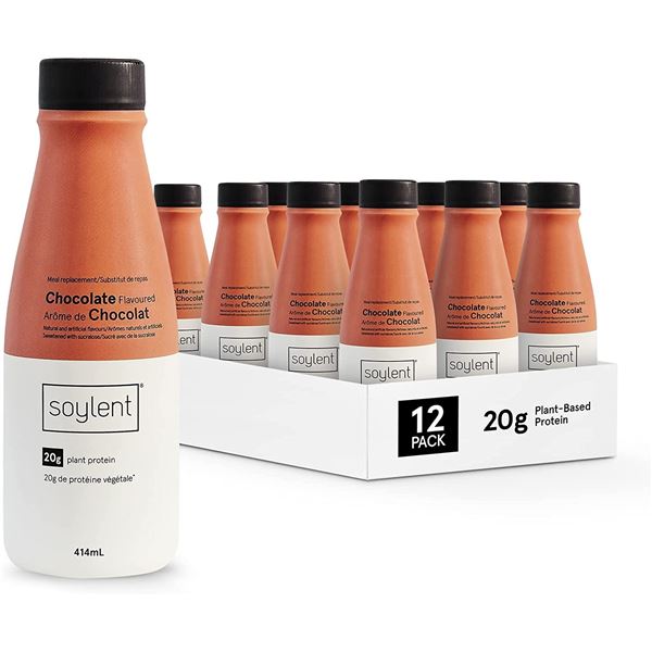 NEW CASE OF 12 - 14OZ SOYLENT CHOCOLATE 414ML PER