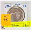 Image 1 : 1967 CANADIAN SILVER DOLLAR COIN