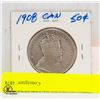 Image 2 : 1908 CANADIAN SILVER 50 CENTS
