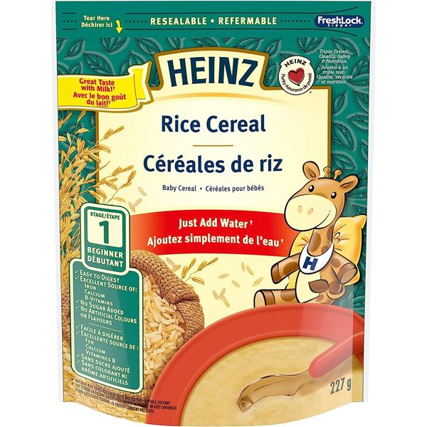 NEW CASE OF 6 HEINZ BABY RICE CEREAL -227G PER BAG