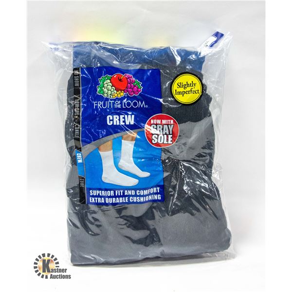 BLACK CREW SOCKS 12-16 SIZE 6-PACK