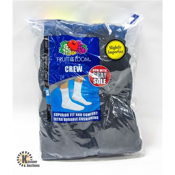 BLACK CREW SOCKS 12-16 SIZE 6-PACK