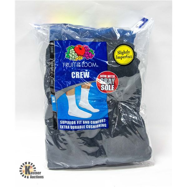 BLACK CREW SOCKS 12-16 SIZE 6-PACK