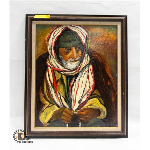 19" X 24" FRAMED ORIGINAL PAINTING OF MAN