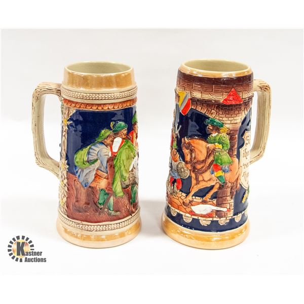 PAIR OF VINTAGE BEER STEINS