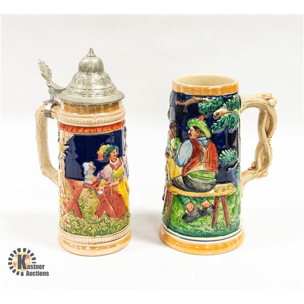 PAIR OF VINTAGE BEER STEINS