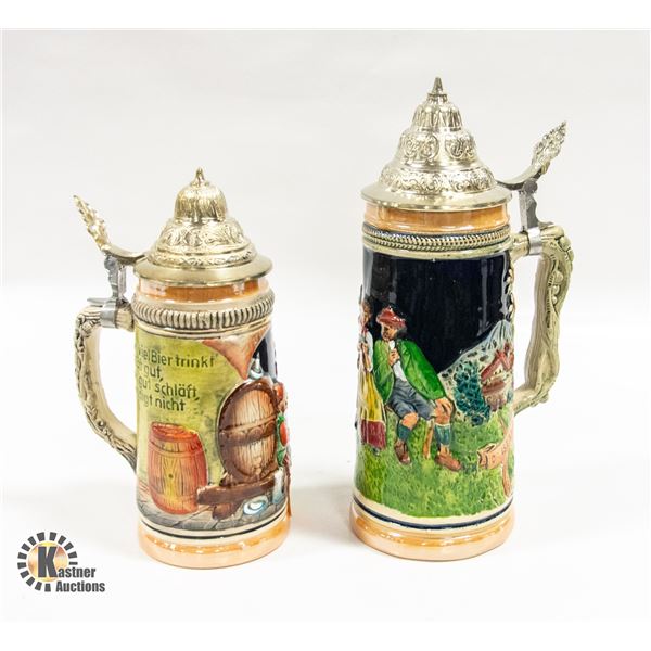 PAIR OF VINTAGE BEER STEINS