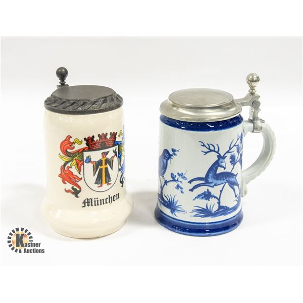 PAIR OF VINTAGE BEER STEINS