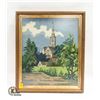 Image 1 : 14" X 17.5" FRAMED CHURCH NEEDLEWORK PICTURE