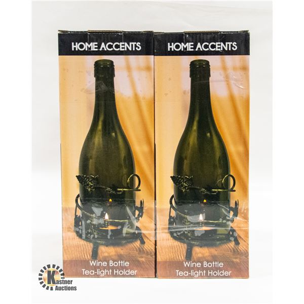 2 HOME ACCENTS PATIO WINE BOTTLE TEA-LITE HOLDER