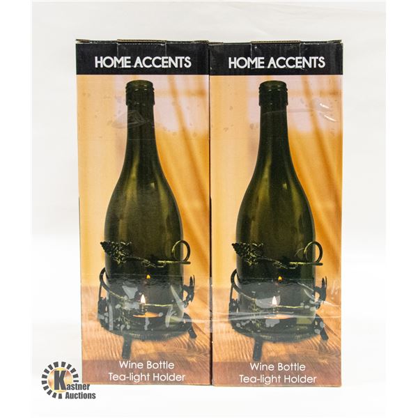 2 HOME ACCENTS PATIO WINE BOTTLE TEA-LITE HOLDER
