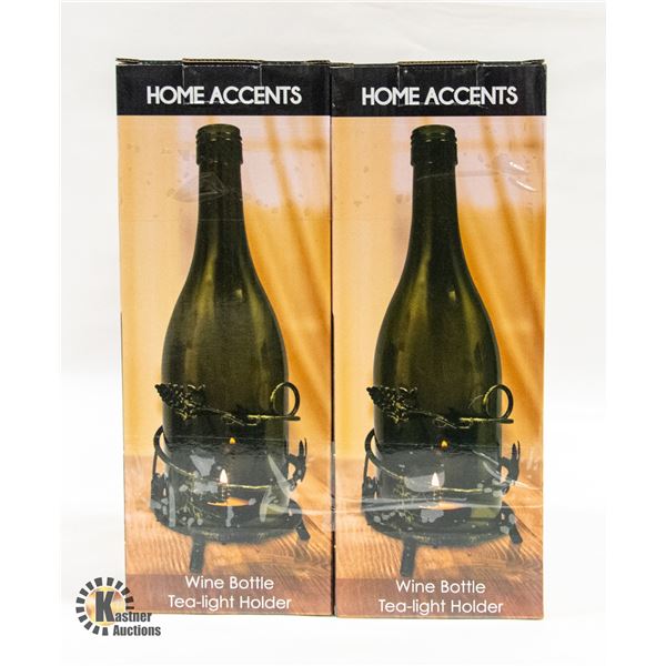 2 HOME ACCENTS PATIO WINE BOTTLE TEA-LITE HOLDER