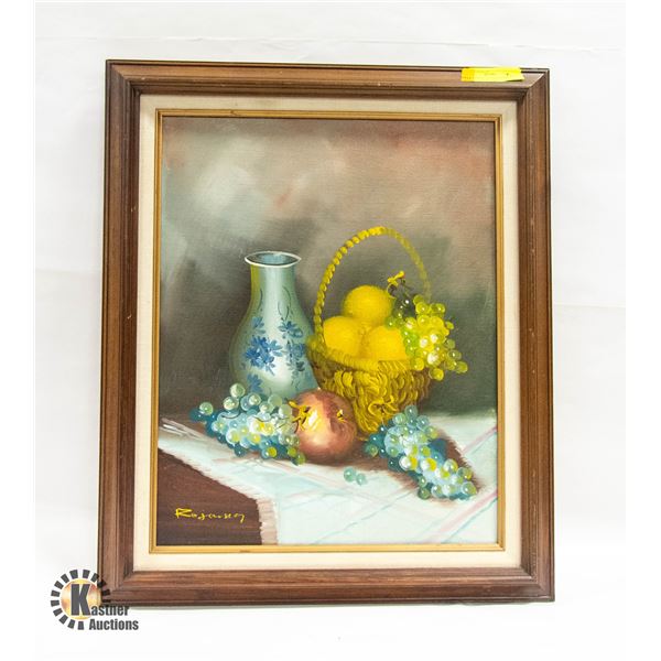 FRAMED 21 X 25 INCH ORIGINAL STILL LIFE PAINTING