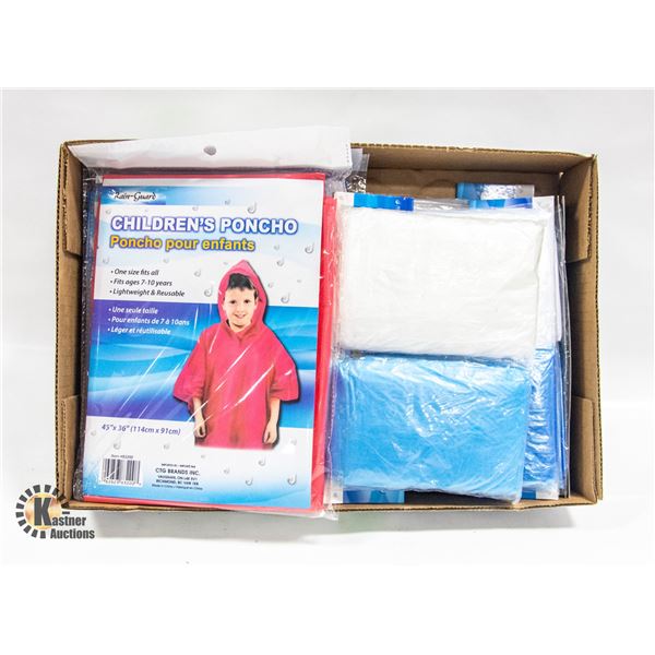FLAT OF DISPOSABLE RAIN PONCHOS