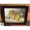 Image 1 : FRAMED ORIGINAL FRUIT AND WINE PAINTING 25.75" X 4