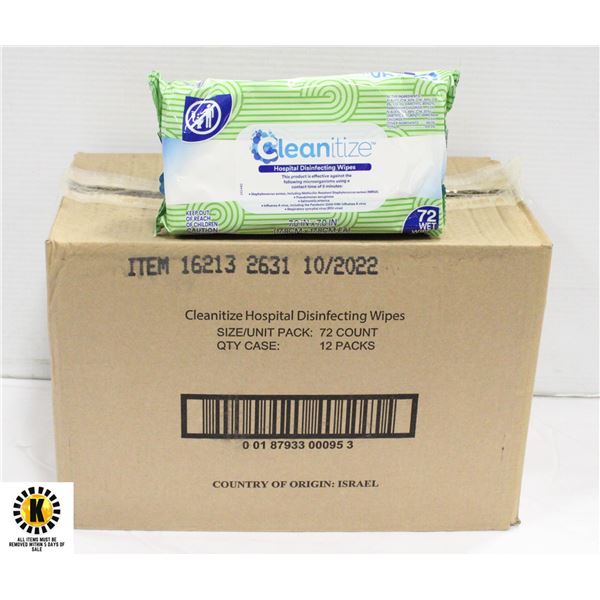 CASE OF 12 SANITIZING WIPES 72 PER PACK