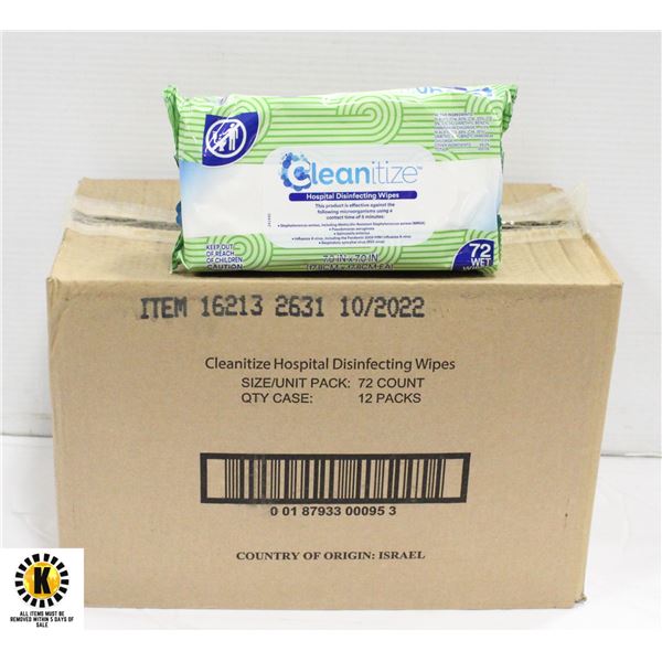 CASE OF 12 SANITIZING WIPES 72 PER PACK