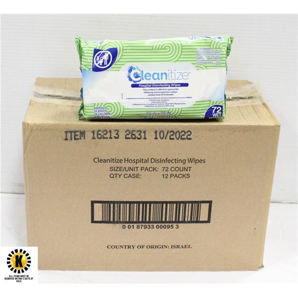 CASE OF 12 SANITIZING WIPES 72 PER PACK
