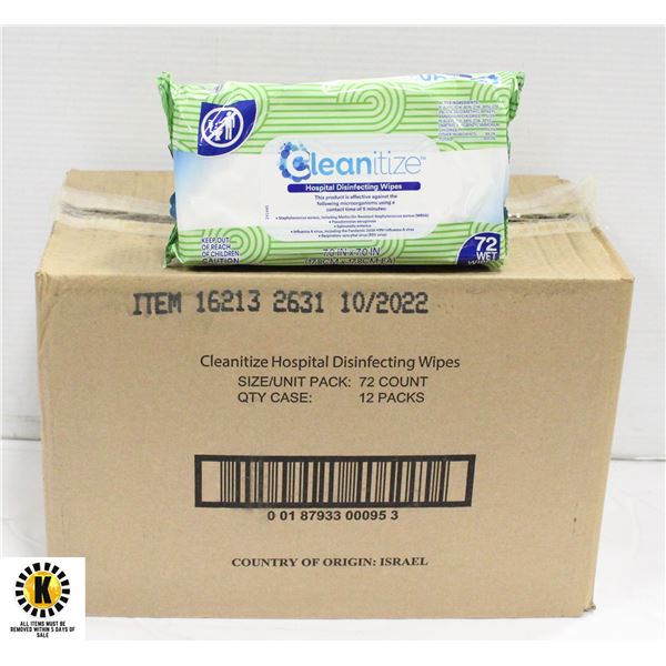 CASE OF 12 SANITIZING WIPES 72 PER PACK