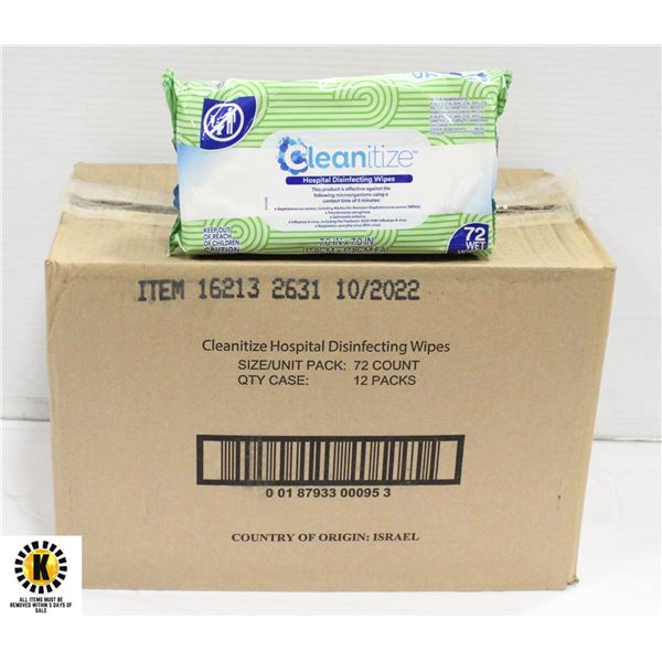 CASE OF 12 SANITIZING WIPES 72 PER PACK