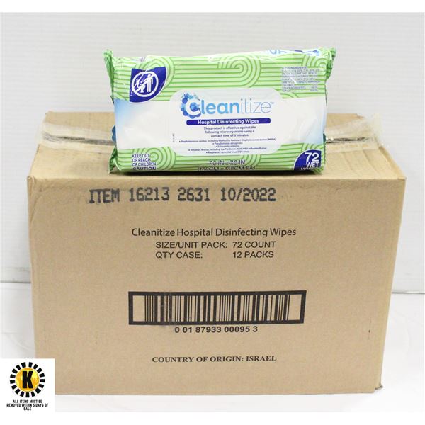CASE OF 12 SANITIZING WIPES 72 PER PACK