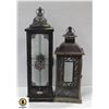 Image 1 : 2 DECORATIVE METAL CANDLE LANTERNS 22" TALL &