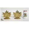 Image 1 : VINTAGE BRASS MAPLE LEAF BOOK ENDS