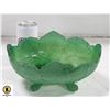 Image 1 : GREEN ART GLASS FOOTED BOWL