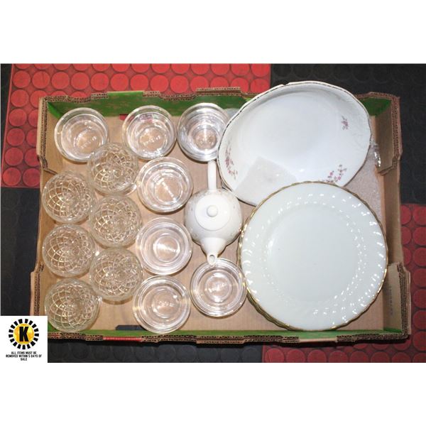 FLAT WITH EPICURE GLASSWARE (DESERT CUPS),