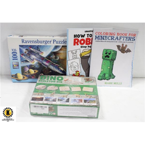 NEW BOYS BOX PUZZLE BOOKS DINO DIG