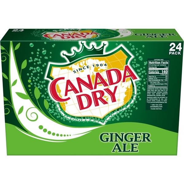 CASE WITH 24 CANS OF CANADA DRY GINGER ALE