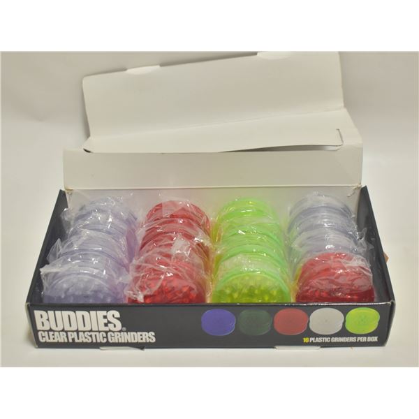VENDERS BOX OF PLASTIC GRINDERS