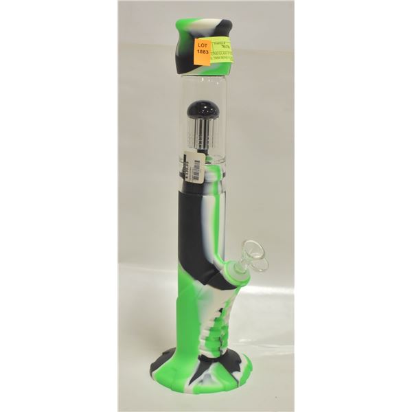 SILICONE/GLASS 14" STRAIGHT TUBE 7MM BONG W. BOWL