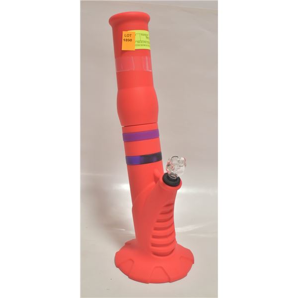 14" SILICONE STRAIGHT TUBE BONG WITH DOWNSTEM AND