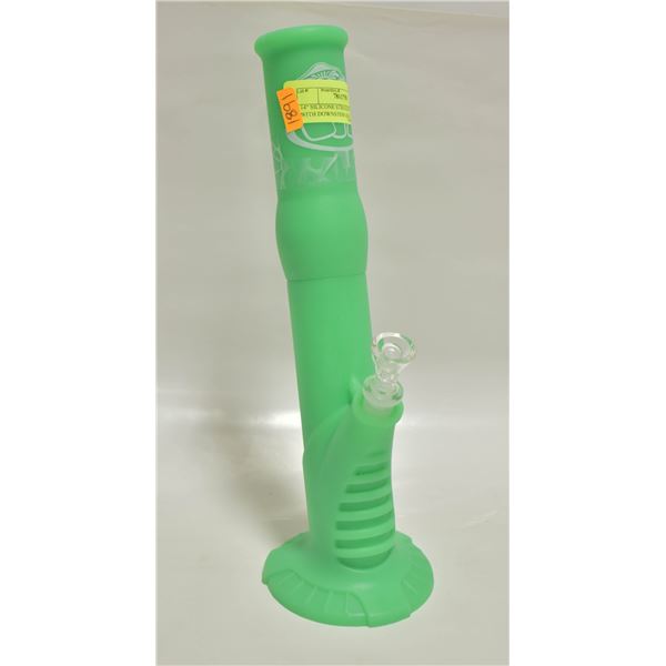 14" SILICONE STRAIGHT TUBE BONG WITH DOWNSTEM AND