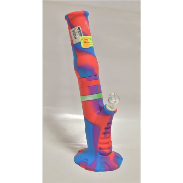 14" SILICONE STRAIGHT TUBE BONG WITH DOWNSTEM AND