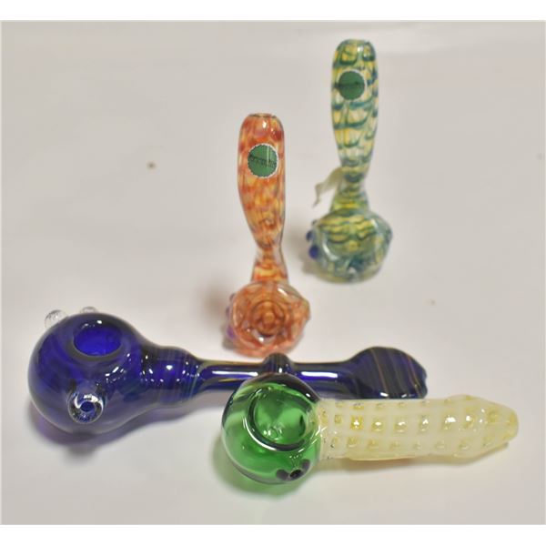 LOT OF FOUR MISC GLASS PIPES