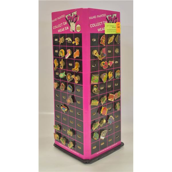 PINS HAND PAINTED APPROX 75 PINS ROTARY DISPLAY