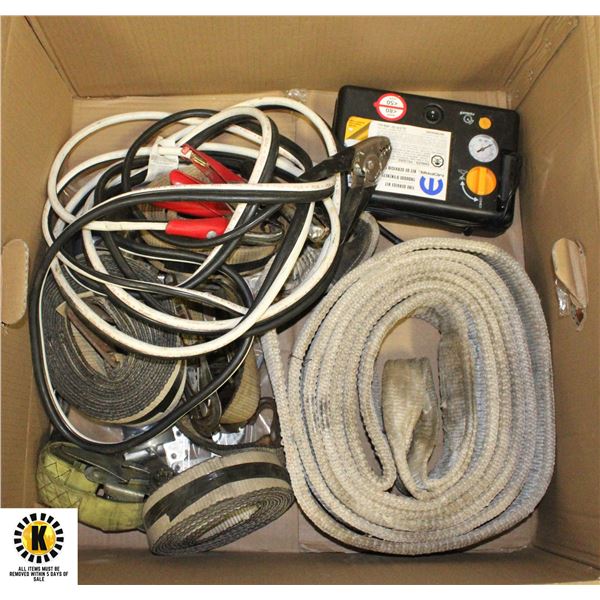 TOW STRAPS + H.D. BOOSTER CABLE, +